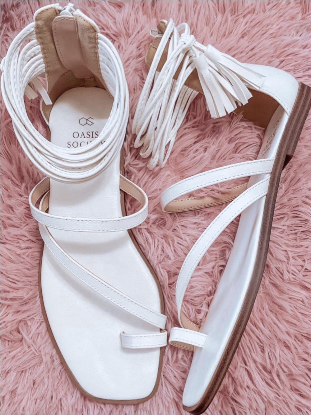 White Fringe Sandals